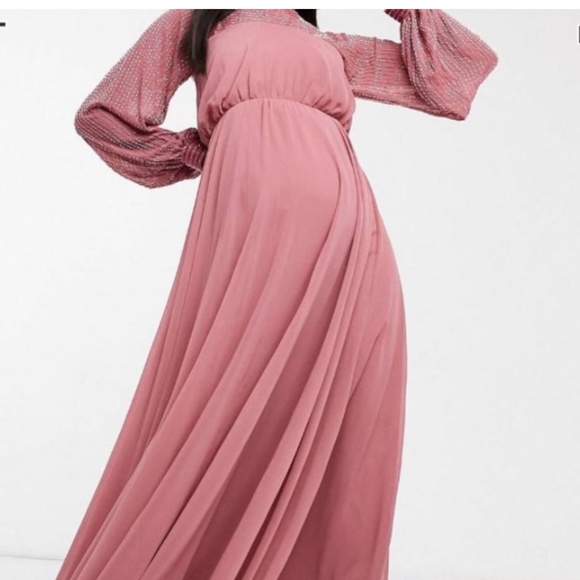 ASOS DESIGN Maternity maxi dress with linear yoke🦜 - Picture 3 of 9